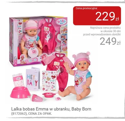 Lalka bobas Emma w ubranku Baby Born promocja w Smyk