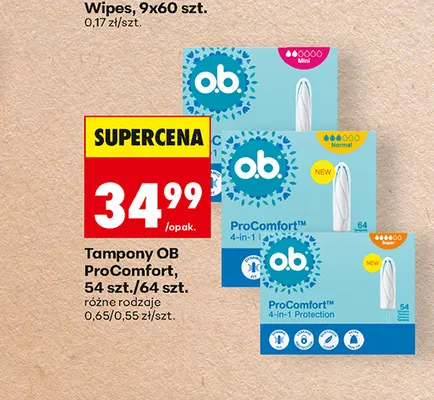 Tampony OB ProComfort 54 szt. promocja w Biedronka