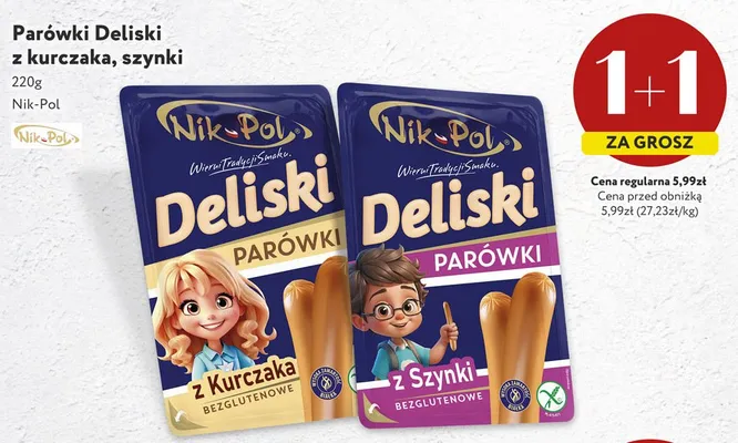 Parówki Deliski z kurczaka bezglutenowe Nik-Pol promocja w Market Point