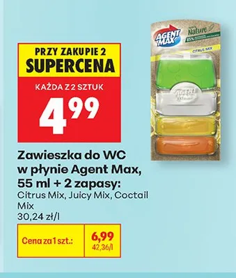 Zawieszka do WC w płynie Agent Max promocja w Biedronka