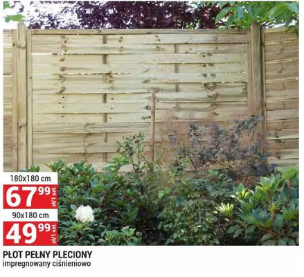 Płot pełny pleciony impregnowany ciśnieniowo 90x180cm promocja w Merkury Market
