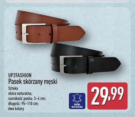 Pasek skórzany męski UP2FASHION promocja w Aldi