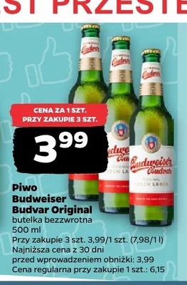Piwo Budweiser Budvar Original promocja w Netto
