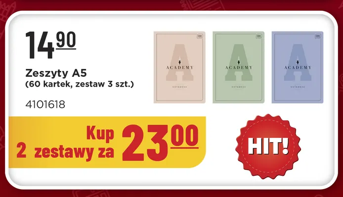 Zeszyty A5 Interdruk Academy 3-pak promocja w MR. DIY