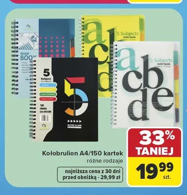 Kołobrulion A4 150 kartek promocja w Carrefour
