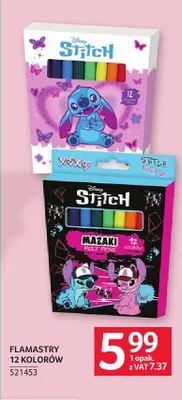 Flamastry 12 kolorów Disney Stitch promocja w Selgros