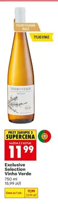 Wino półwytrawne białe Exclusive Selection Vinho Verde promocja w Biedronka