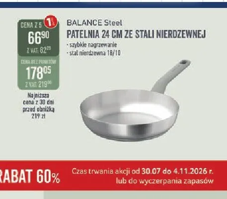Patelnia ze stali nierdzewnej BergHOFF Balance Steel 24 cm promocja w Selgros