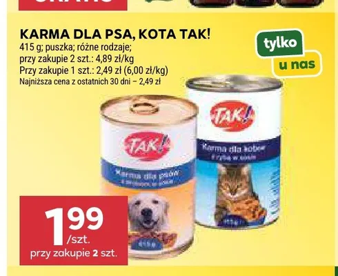 Karma dla kota TAK! promocja w Stokrotka