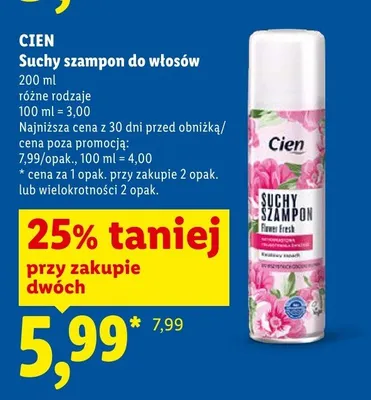 Suchy szampon do włosów Cien promocja w Lidl
