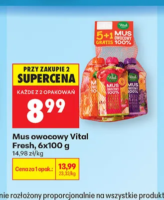 Mus owocowy Vital Fresh 6-pak promocja w Biedronka