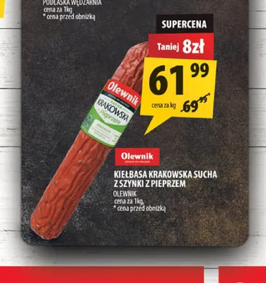 Kiełbasa krakowska sucha z szynki z pieprzem Olewnik promocja w Arhelan