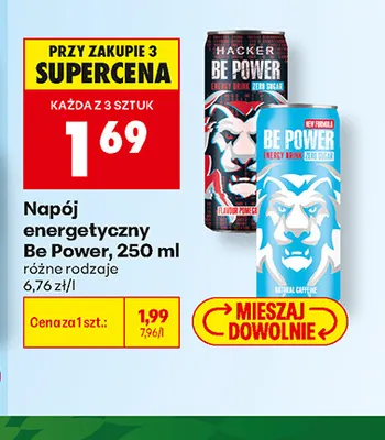 Napój energetyczny Be Power Hacker Zero Sugar promocja w Biedronka