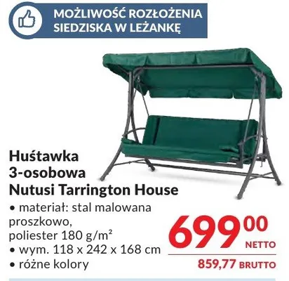 Huśtawka 3-osobowa Nutusi Tarrington House promocja w Makro