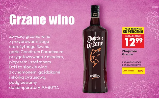 Wino czerwone Grzane wino Zbójeckie Grzane o smaku malinowym promocja w Biedronka