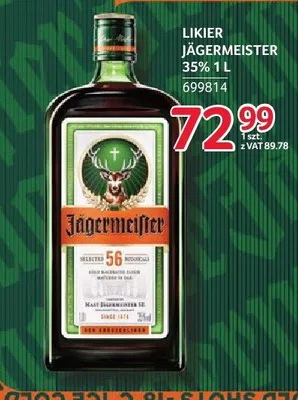 Likier Jägermeister 35% 1 l promocja w Selgros