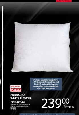 Poduszka White Flower 70x80 cm promocja w Selgros