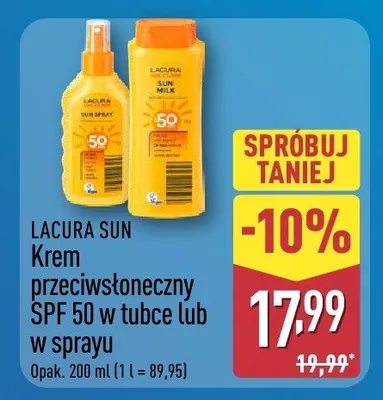 Krem przeciwsłoneczny SPF 50 w tubce lub w sprayu promocja w Aldi
