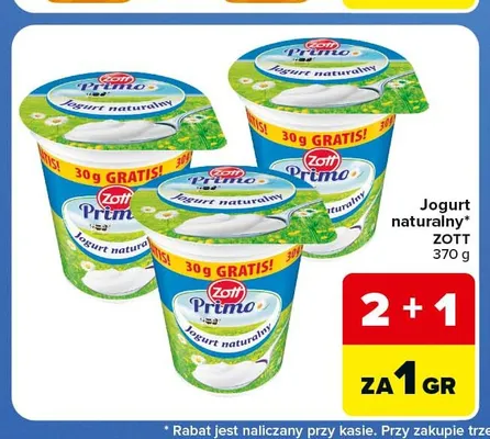 Jogurt naturalny Primo Zott promocja w Carrefour Express