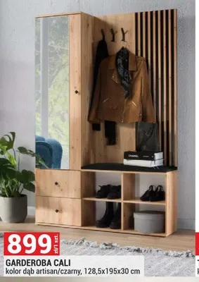 Garderoba Cali kolor dąb artisan/czarny 128,5x195x30cm promocja w Merkury Market