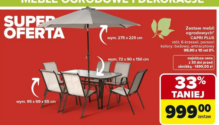 Zestaw mebli ogrodowych Capri Plus promocja w Carrefour