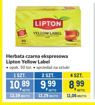 Herbata czarna ekspresowa Lipton Yellow Label promocja w Makro