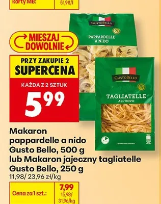 Makaron pappardelle a nido Gusto Bello promocja w Biedronka