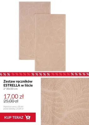 Zestaw ręczników Estrella w liście 2-pak 30x50 cm promocja w Homla