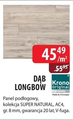 Panel podłogowy Dąb Longbow Krono Original kolekcja SUPER NATURAL AC4 gr. 8mm gwarancja 20 lat V-fuga promocja w Dobre Dla Domu