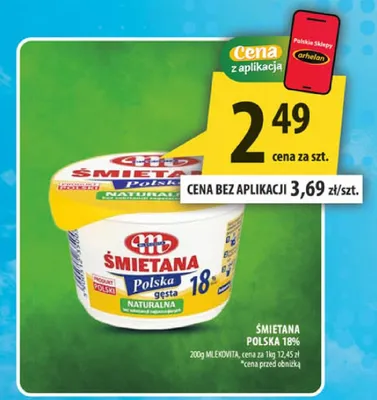 Śmietana Polska 18% Mlekovita promocja w Arhelan