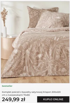 Komplet pościeli z bawełny satynowej home&you Krispon 200x220 cm z 2 poszewkami 70x80 cm promocja w home&you