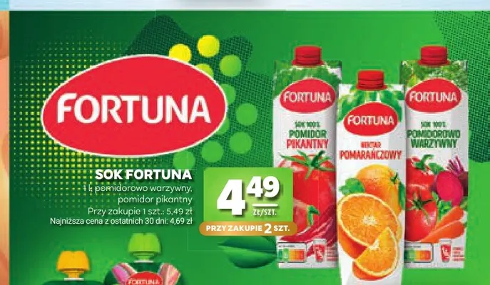 Sok Fortuna pomidor pikantny promocja w Stokrotka