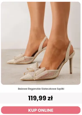 Beżowe eleganckie siateczkowe szpilki Reneé promocja w Renee