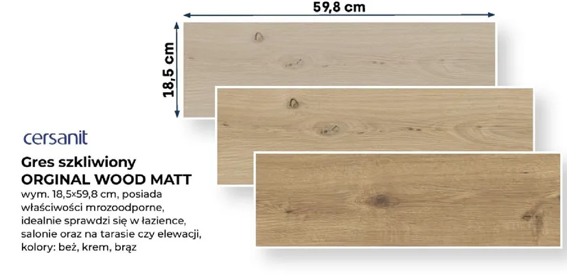 Gres szkliwiony Orginal Wood Matt promocja w PSB Mrówka