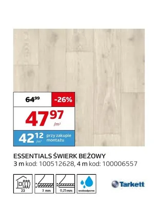 Wykładzina elastyczna Tarkett Essentials Świerk Beżowy promocja w Komfort