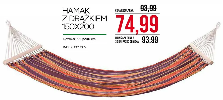 Hamak z drążkiem 150x200cm promocja w Abra Meble