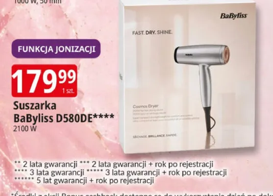 Suszarka BaByliss D580DE 2100W funkcja jonizacji promocja w Leclerc