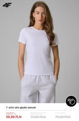 T-shirt slim gładki damski 4F promocja w 4F