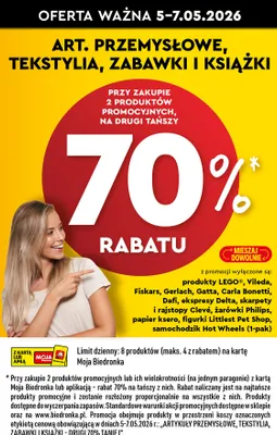 Artykuły przemysłowe tekstylia zabawki i książki promocja w Biedronka