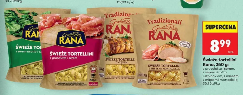 Świeże tortellini z mięsem Giovanni Rana promocja w Biedronka