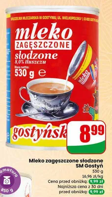 Mleko zagęszczone słodzone 8,0% tłuszczu promocja w Dino