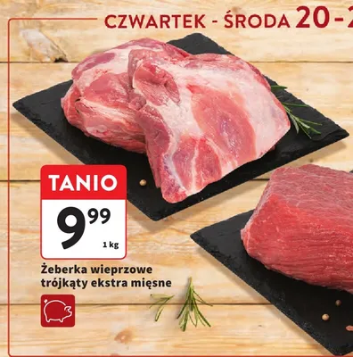 Żeberka wieprzowe trójkąty ekstra mięsne promocja w Intermarche