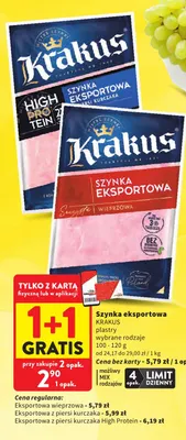 Szynka eksportowa z piersi kurczaka w plastrach Krakus promocja w Intermarche