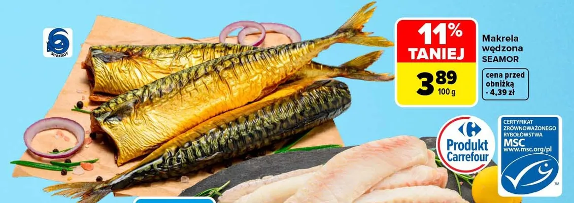 Makrela wędzona Seamor promocja w Carrefour