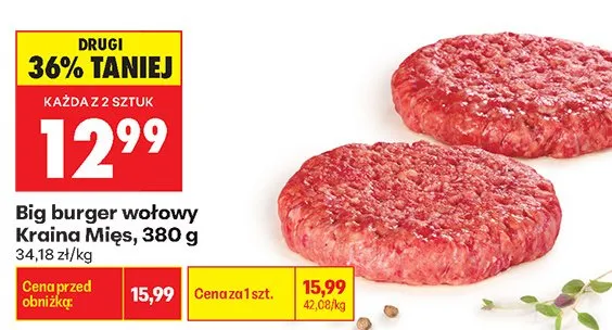 Big burger wołowy Kraina Mięs promocja w Biedronka
