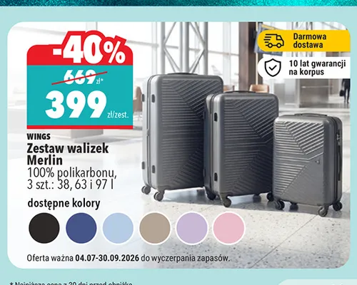 Zestaw walizek WINGS Merlin 3-pak promocja w Biedronka