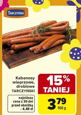 Kabanosy wieprzowe, drobiowe promocja w Carrefour Market
