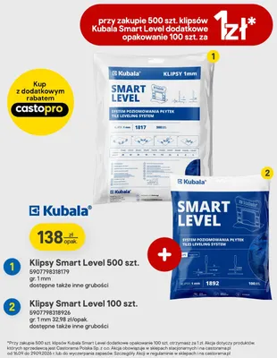 Klipsy Smart Level 100 szt. gr. 1 mm Kubala promocja w Castorama