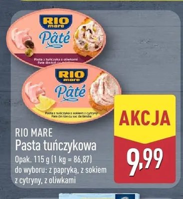 Pasta tuńczykowa z oliwkami Rio Mare Pâté promocja w Aldi