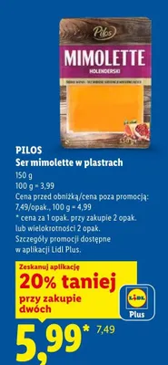 Ser mimolette w plastrach Pilos promocja w Lidl